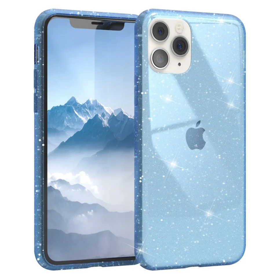 EAZY CASE iPhone 11 Pro Glitzerhülle Transparent Blau