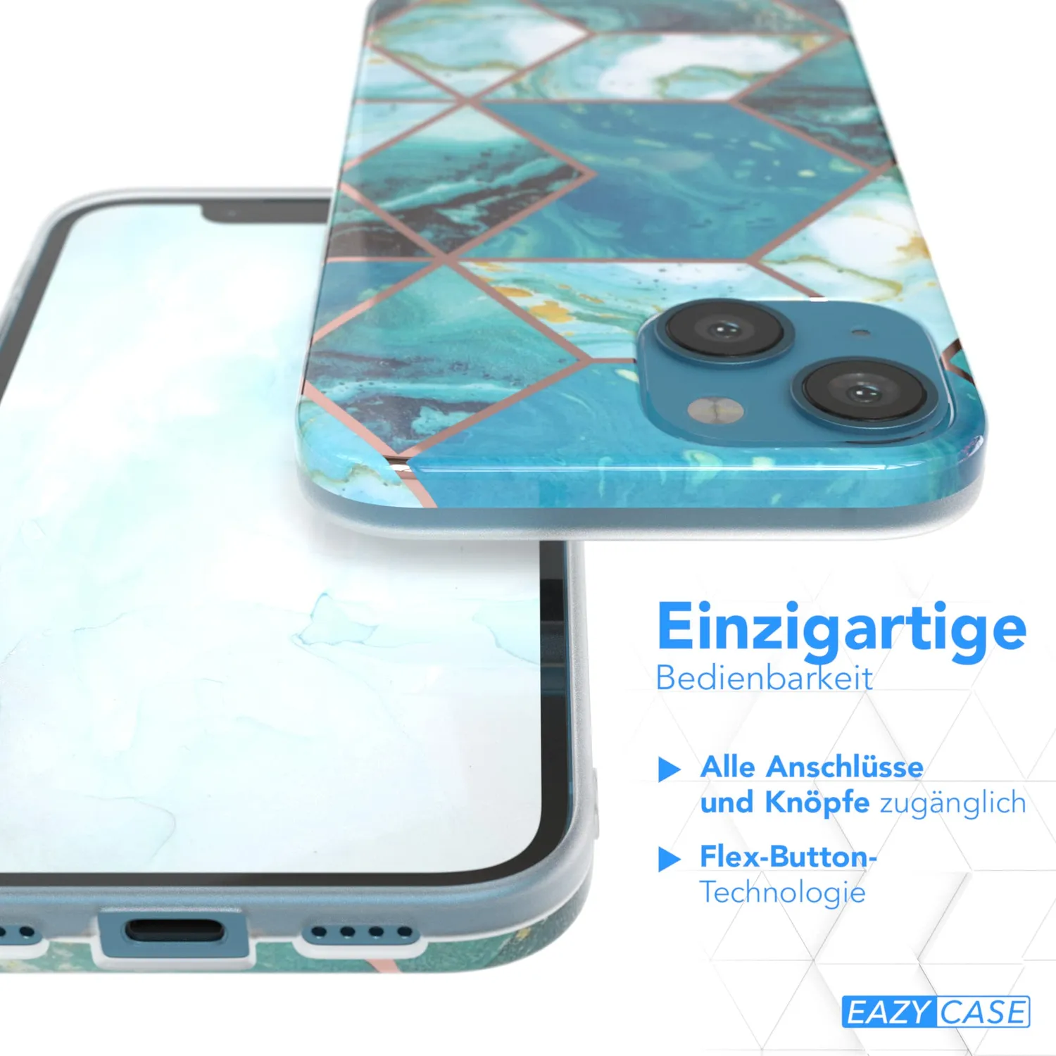 EAZY CASE iPhone 13 mini Silikonhülle Geometrie Grün