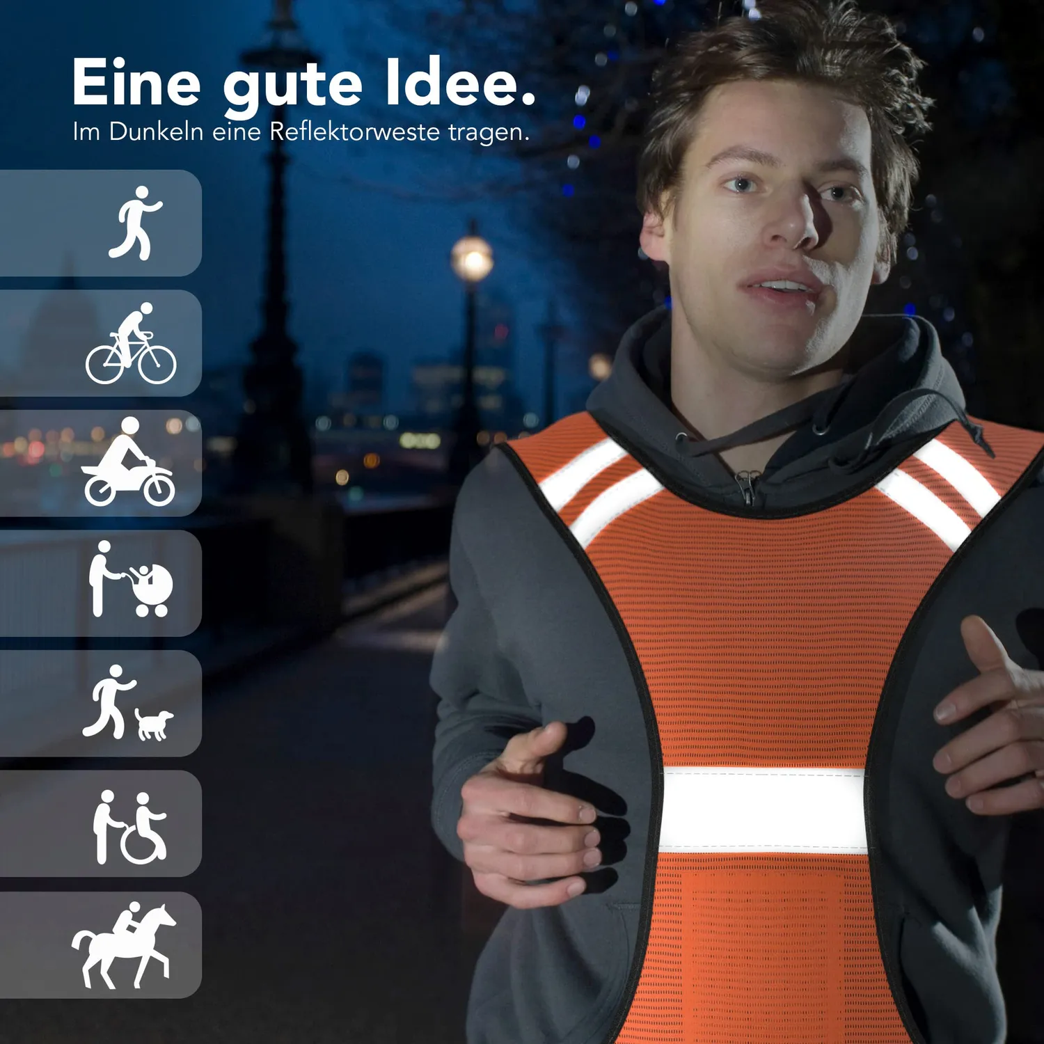 EAZY CASE Reflektor-Set 3in1 Neon Orange Weste+Bänder