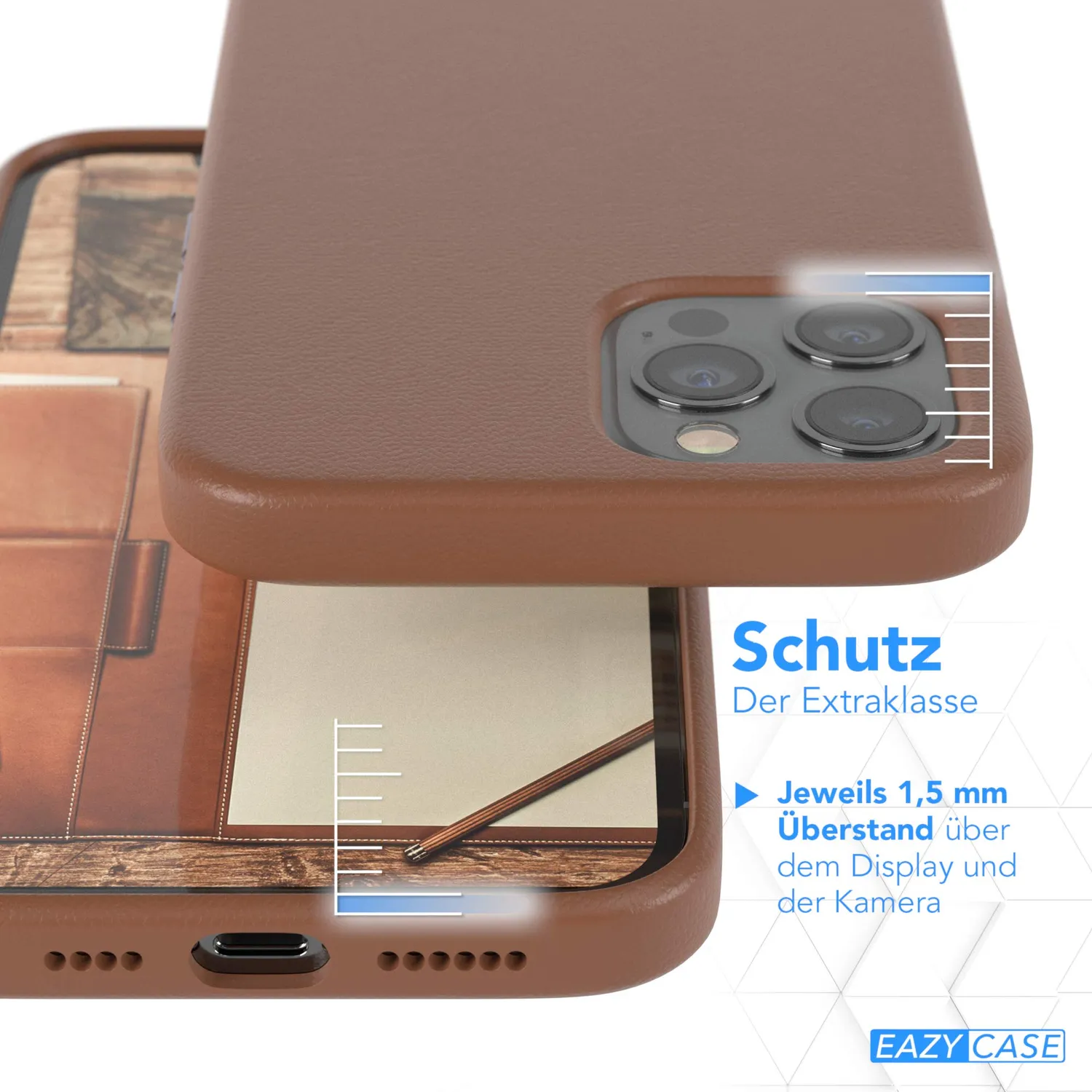EAZY CASE iPhone 12 Pro Max Handyhülle Braun Kunstleder