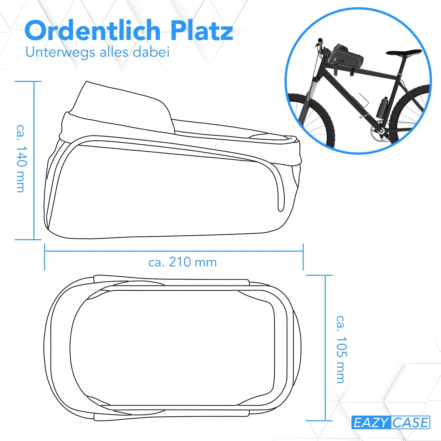 EAZY CASE Fahrrad Rahmentasche wasserfest Touchscreen 6,4 Zoll