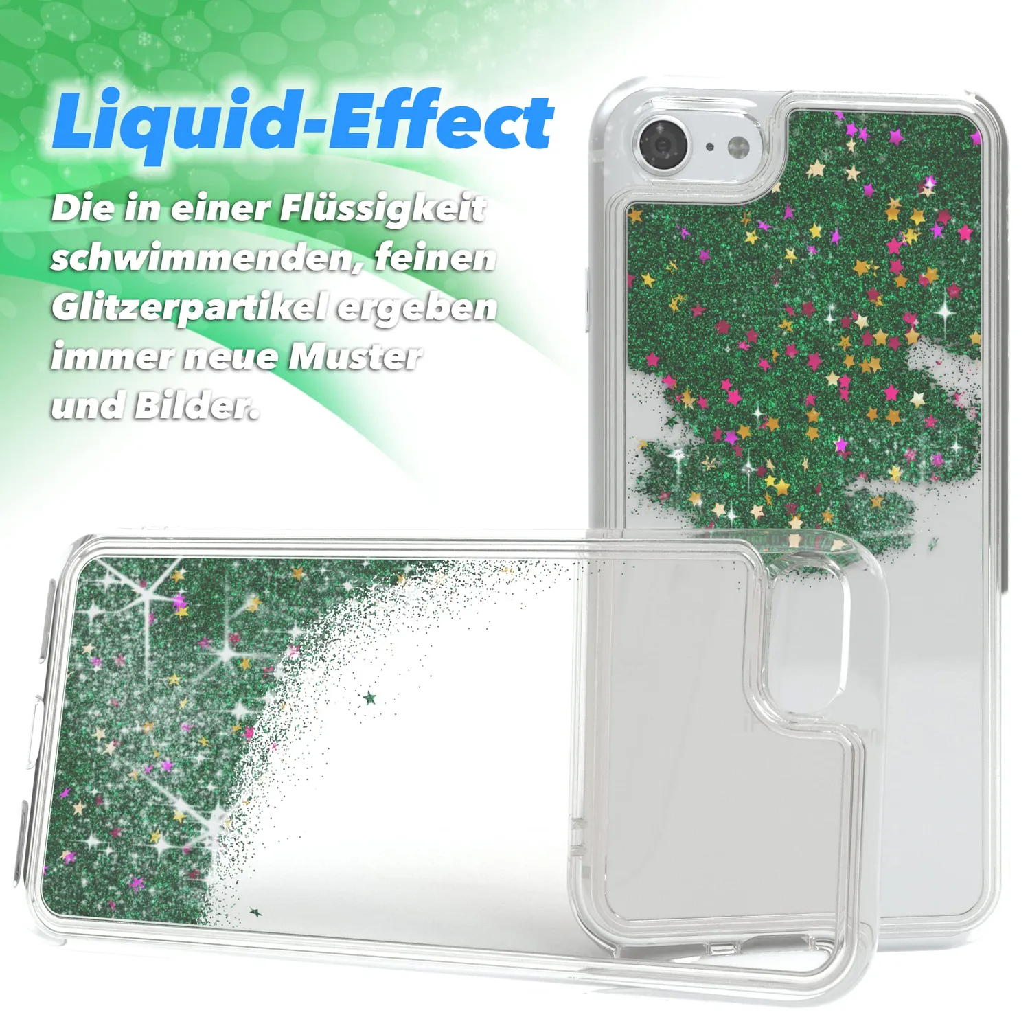 EAZY CASE iPhone SE 2022 / 8 / 7 Glitzerhülle Grün Liquid