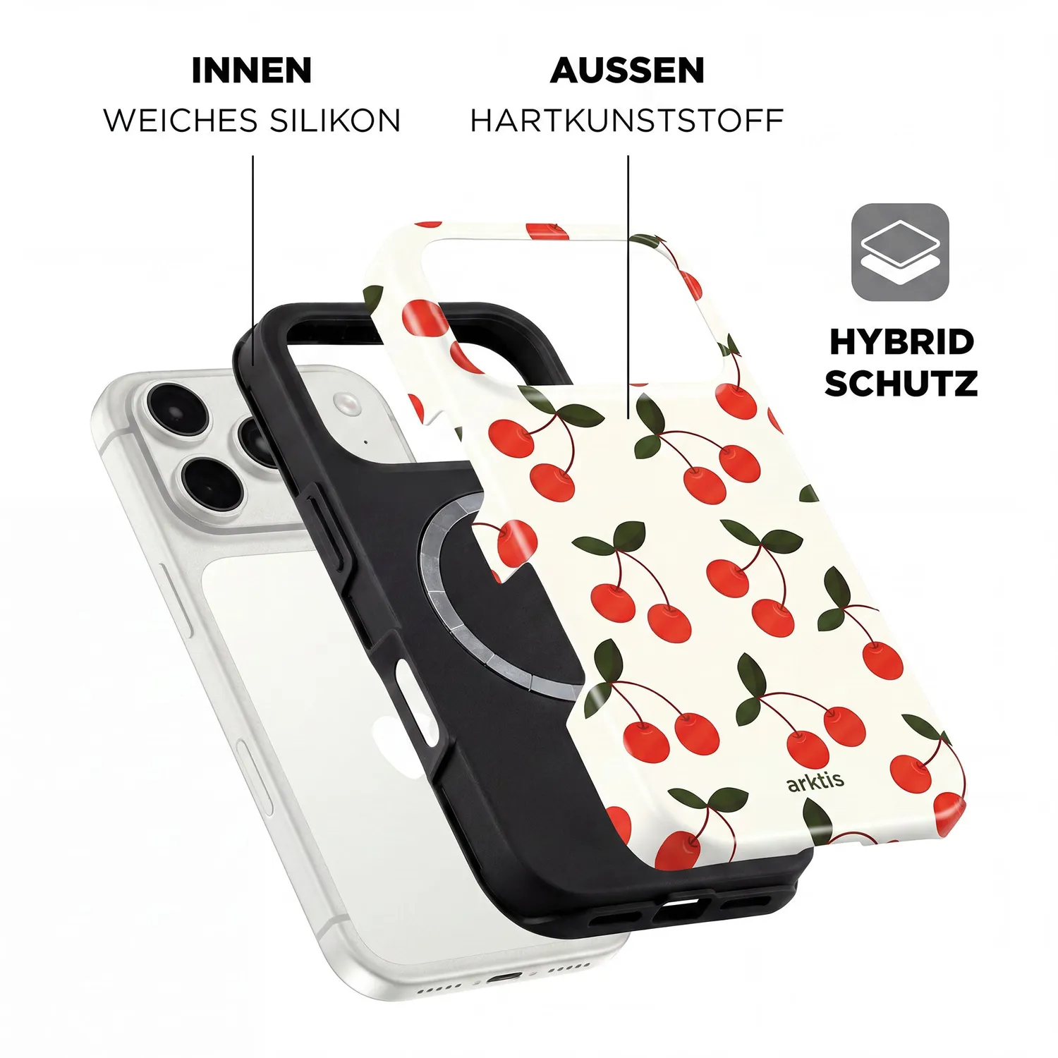 arktis Cherry iPhone 17 Pro Max Hülle MagSafe mit Print