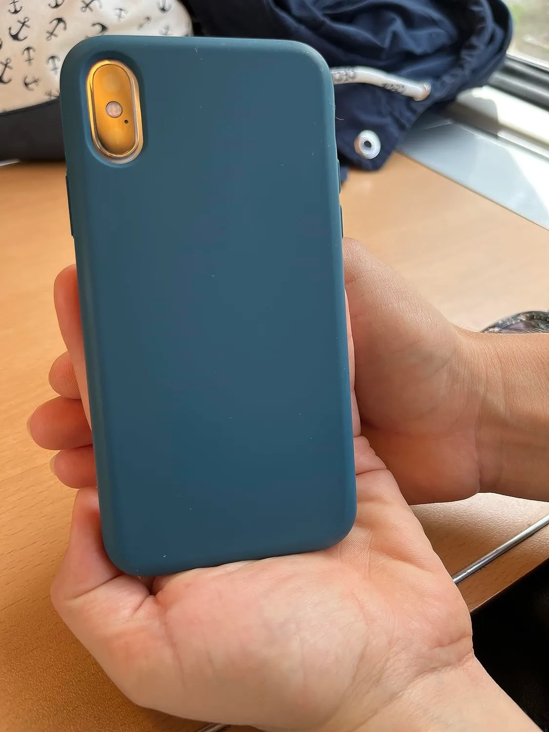 YATWIN iPhone X/XS Hülle Silikon weinrot + Folie