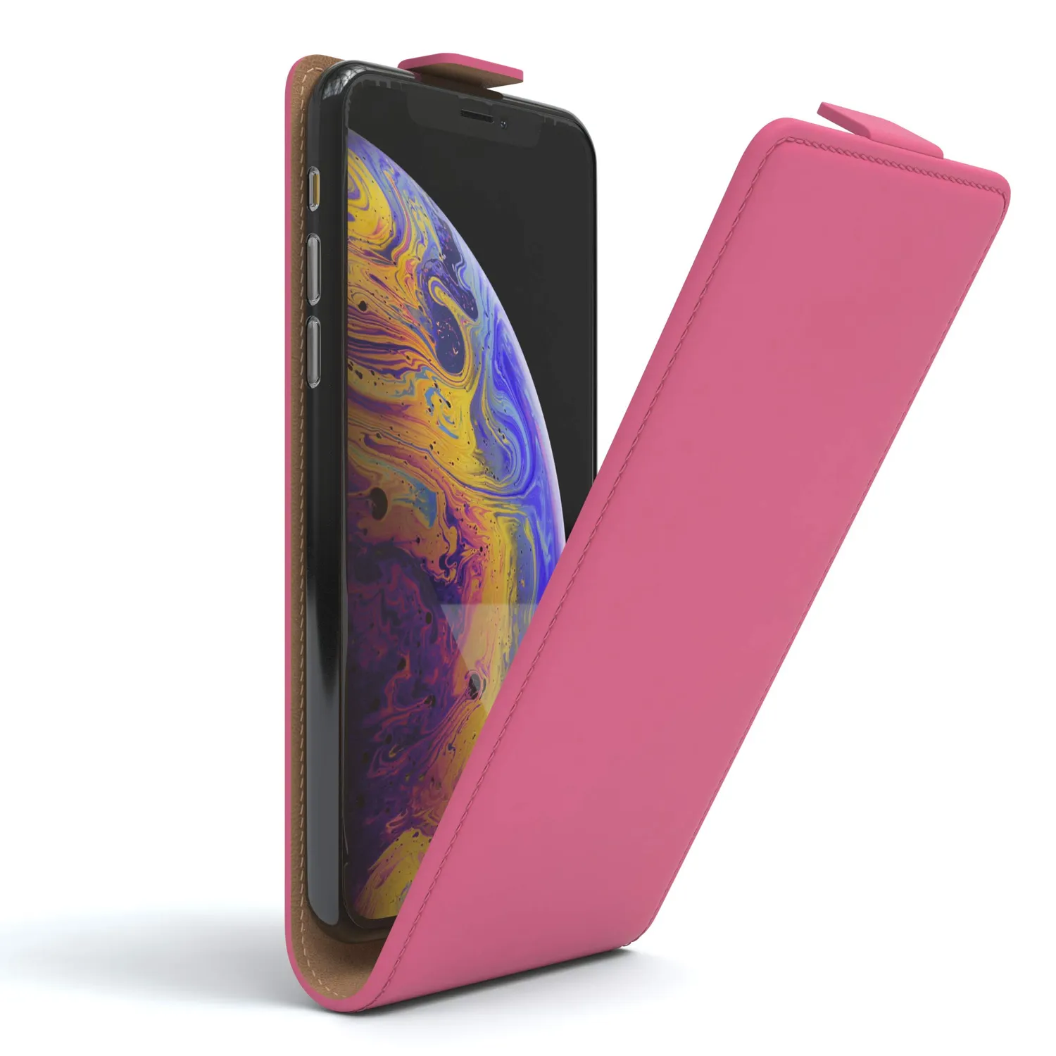 EAZY CASE iPhone X XS Flipcover Braun Kunstleder