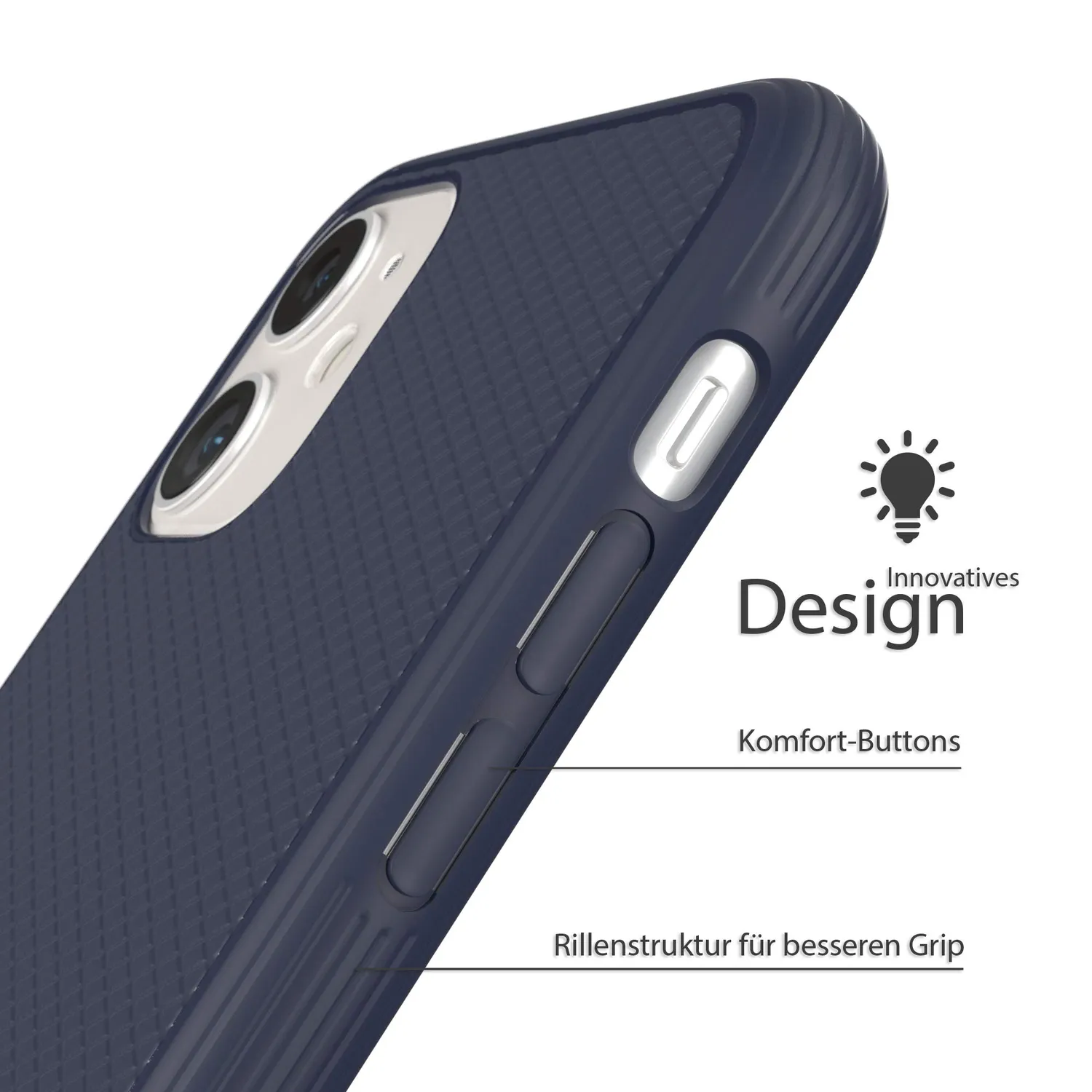 EAZY CASE Silikon Handyhülle iPhone 11 dunkelblau strukturiert