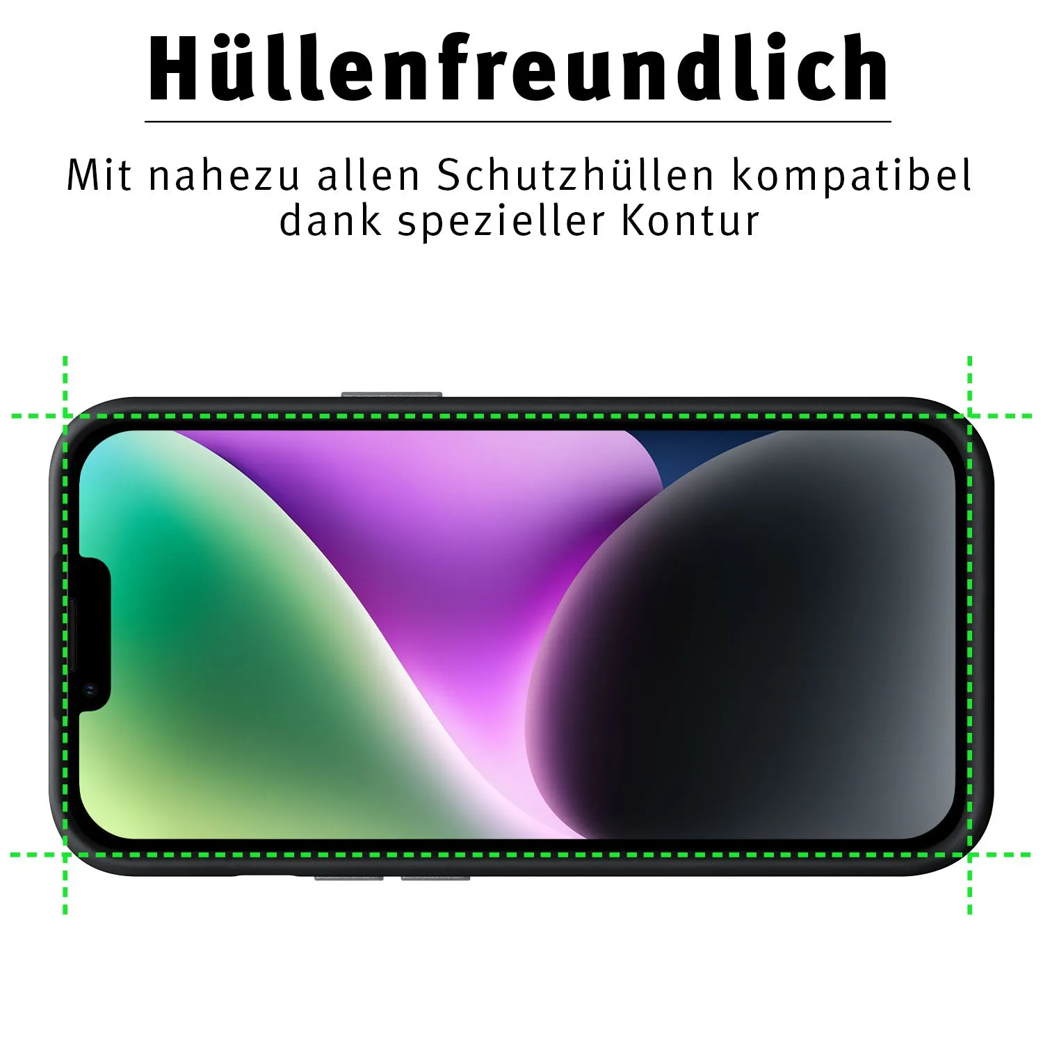 arktis Full Cover iPhone 14 Panzerglas hüllenfreundlich 9H