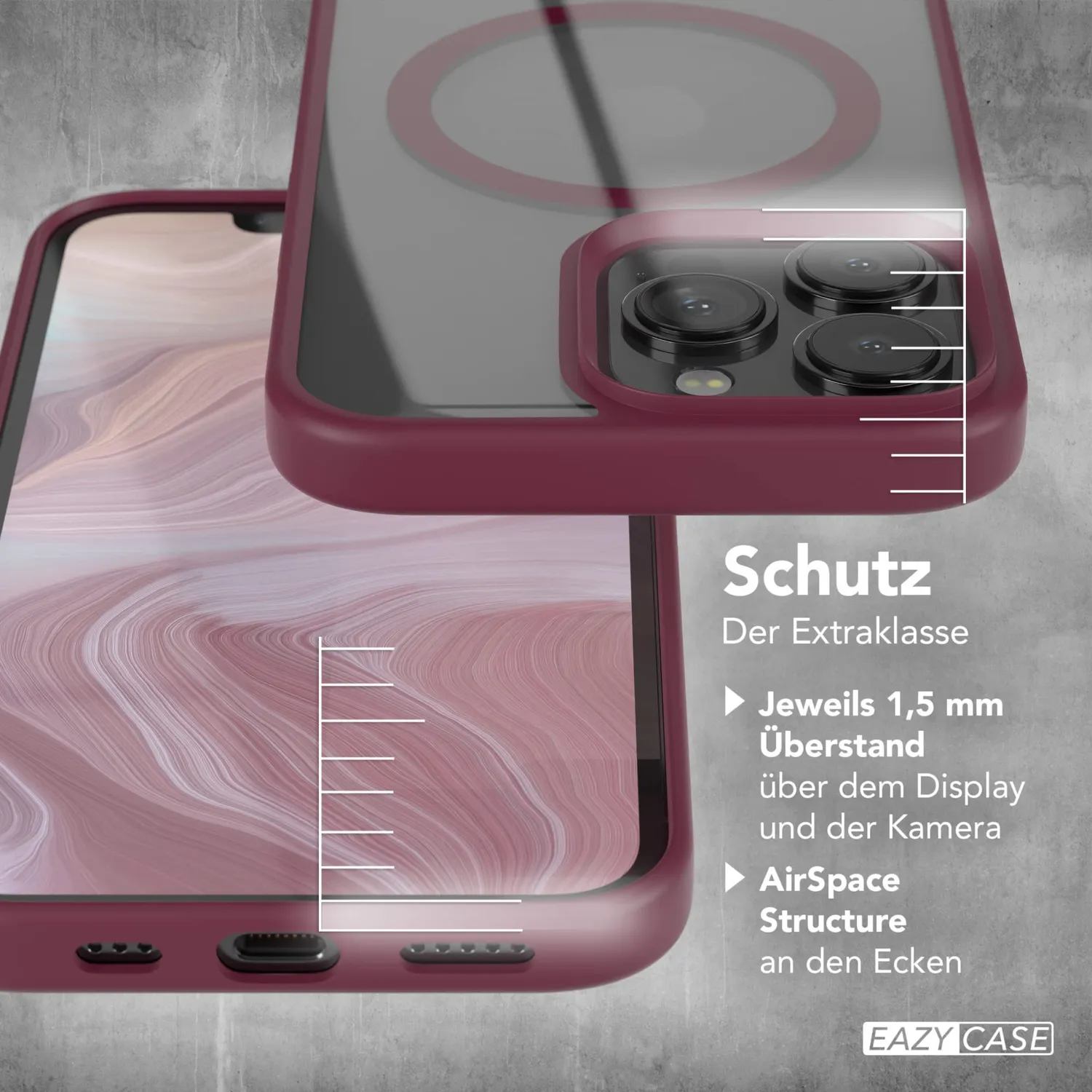 EAZY CASE Crystal iPhone 13 Pro Hülle Transparent Beere