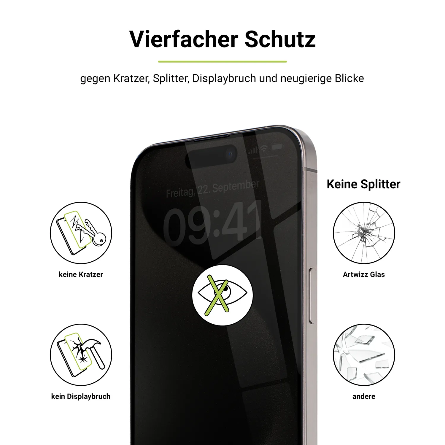 Artwizz PrivacyGlass iPhone 16 Pro Max Panzerglas Blickschutz