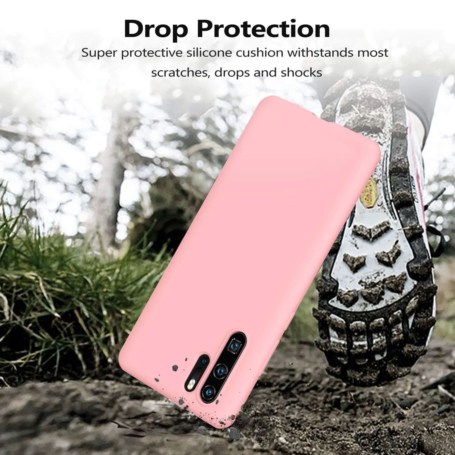 YATWIN Huawei P30 Pro Silikonhülle Rosa Microfaser