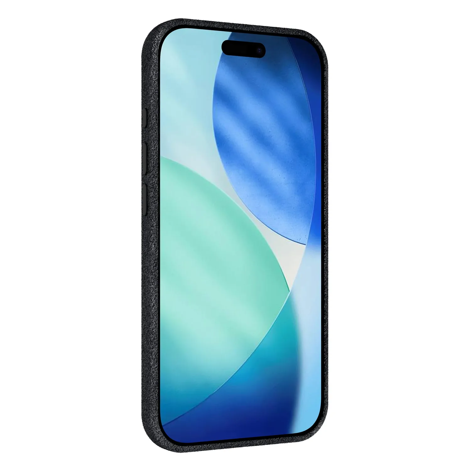 arktis Alcantara iPhone 16 Hülle Schwarz MagSafe samtig