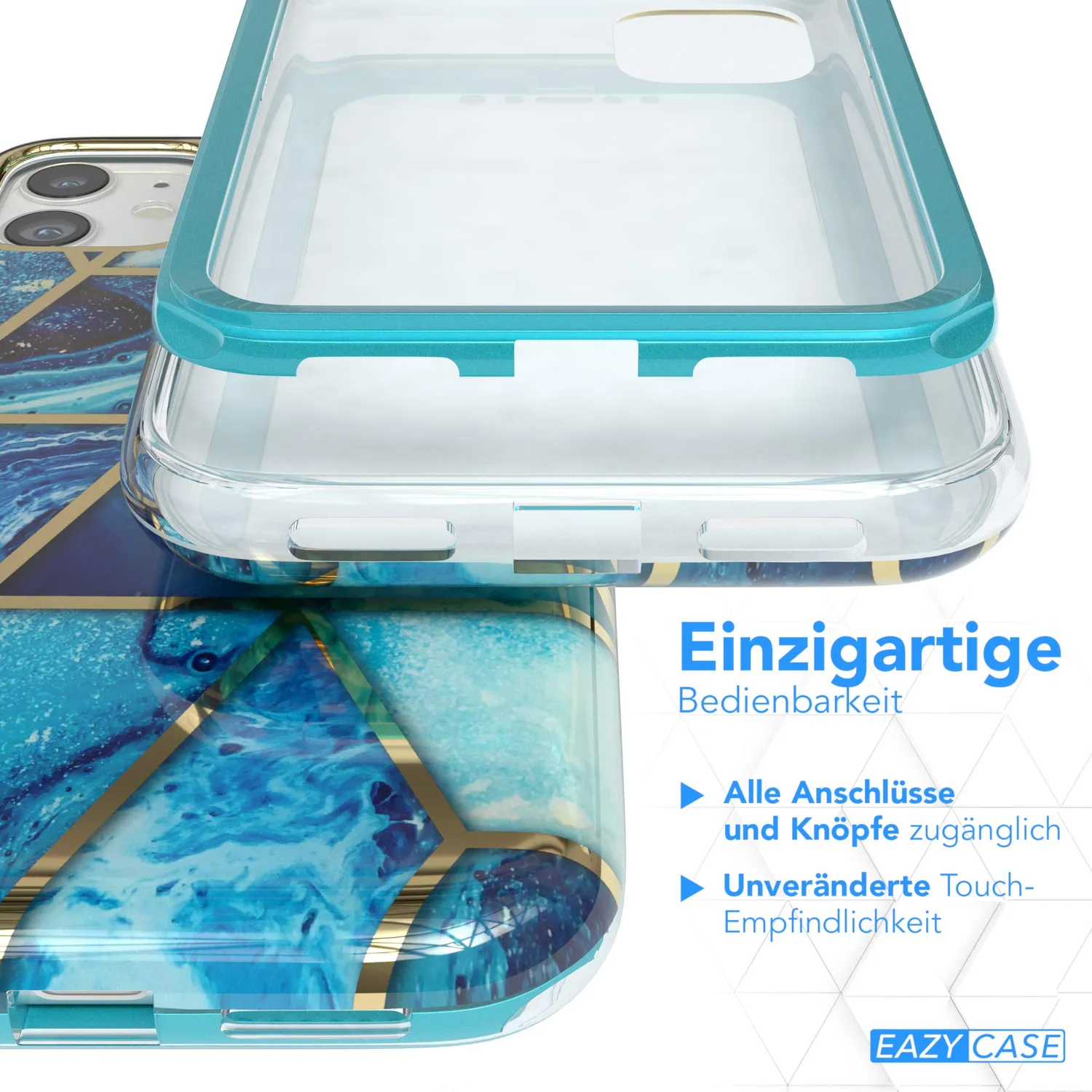 EAZY CASE iPhone 11 360 Grad Handyhülle Full Cover Blau