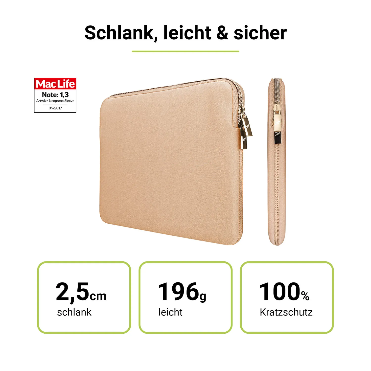Artwizz Neoprene Sleeve MacBook 13 Zoll Hülle gold