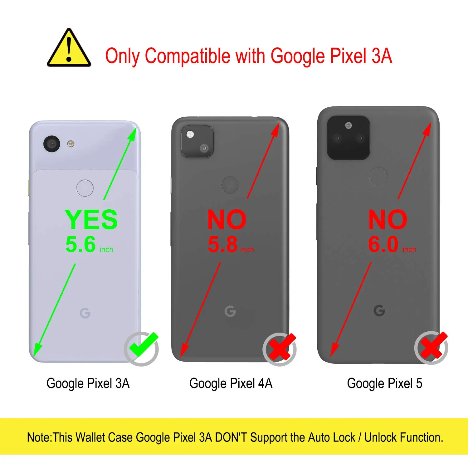 YATWIN Google Pixel 3A Klapphülle Blau Leder mit Glas