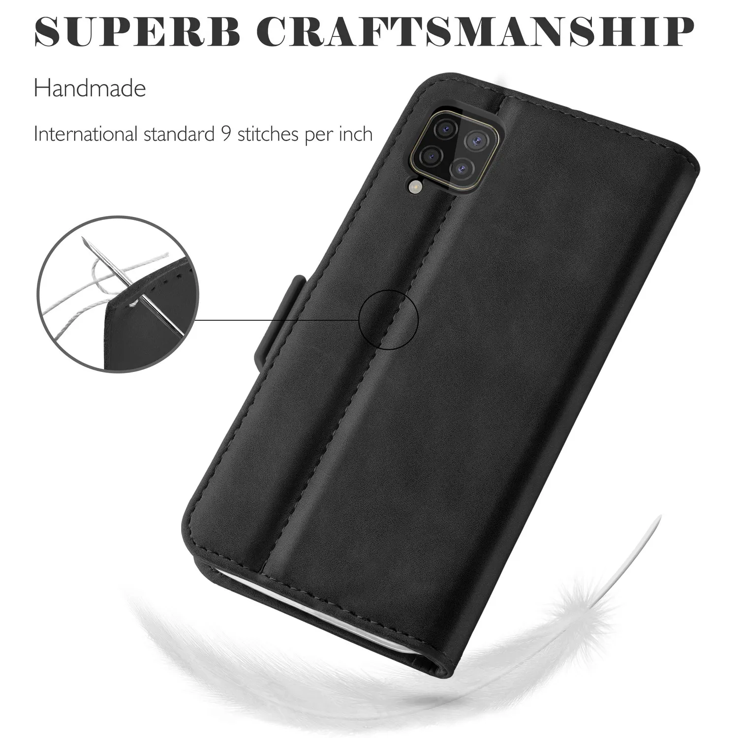 YATWIN Huawei P40 Lite 4G Klapphülle Schwarz Leder