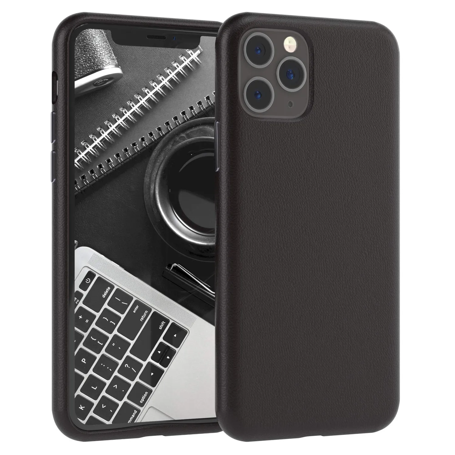 EAZY CASE iPhone 11 Pro Kunstlederhülle Braun Kameraschutz