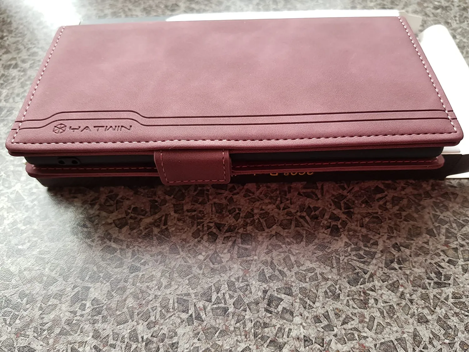 YATWIN Samsung Galaxy Note 10 Plus Klapphülle Schwarz Leder mit Kartenfach
