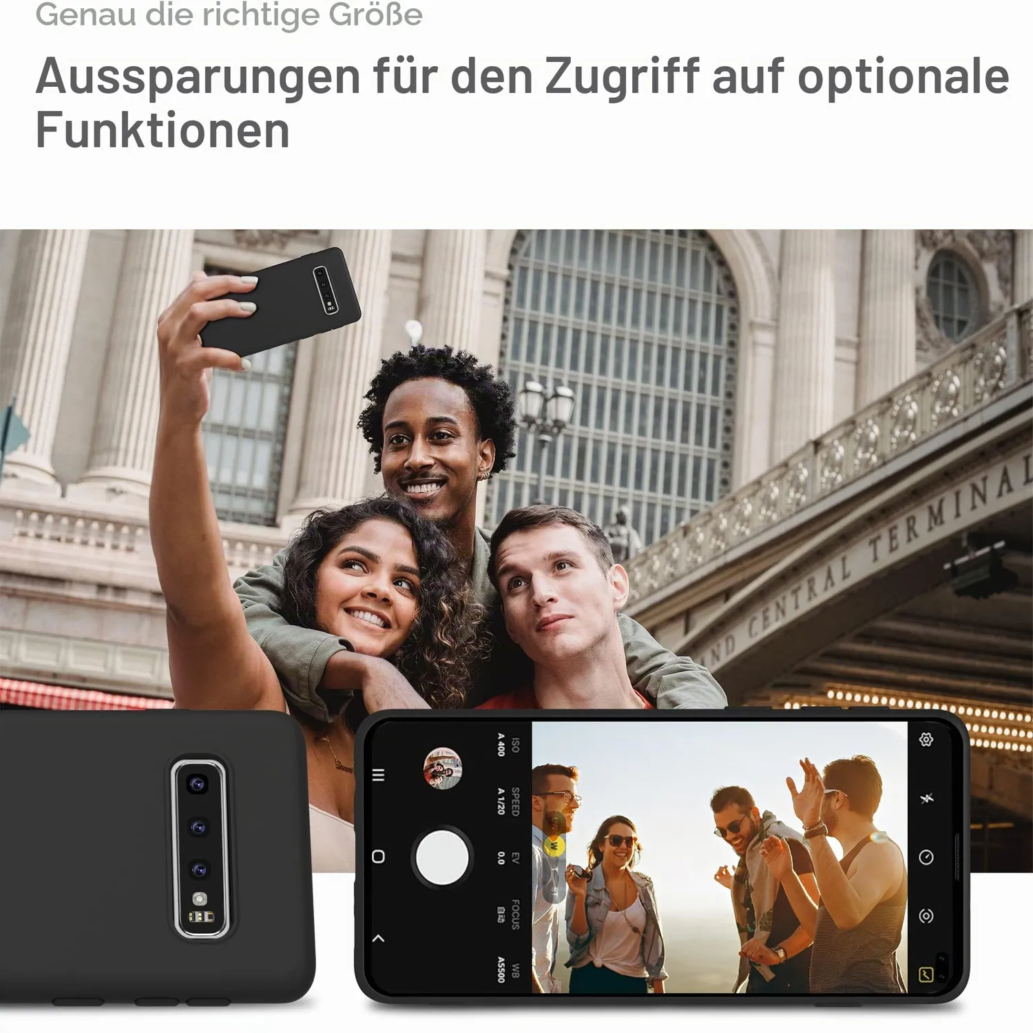 YATWIN Silikon Handyhülle Samsung S10 Plus schwarz Soft-Touch