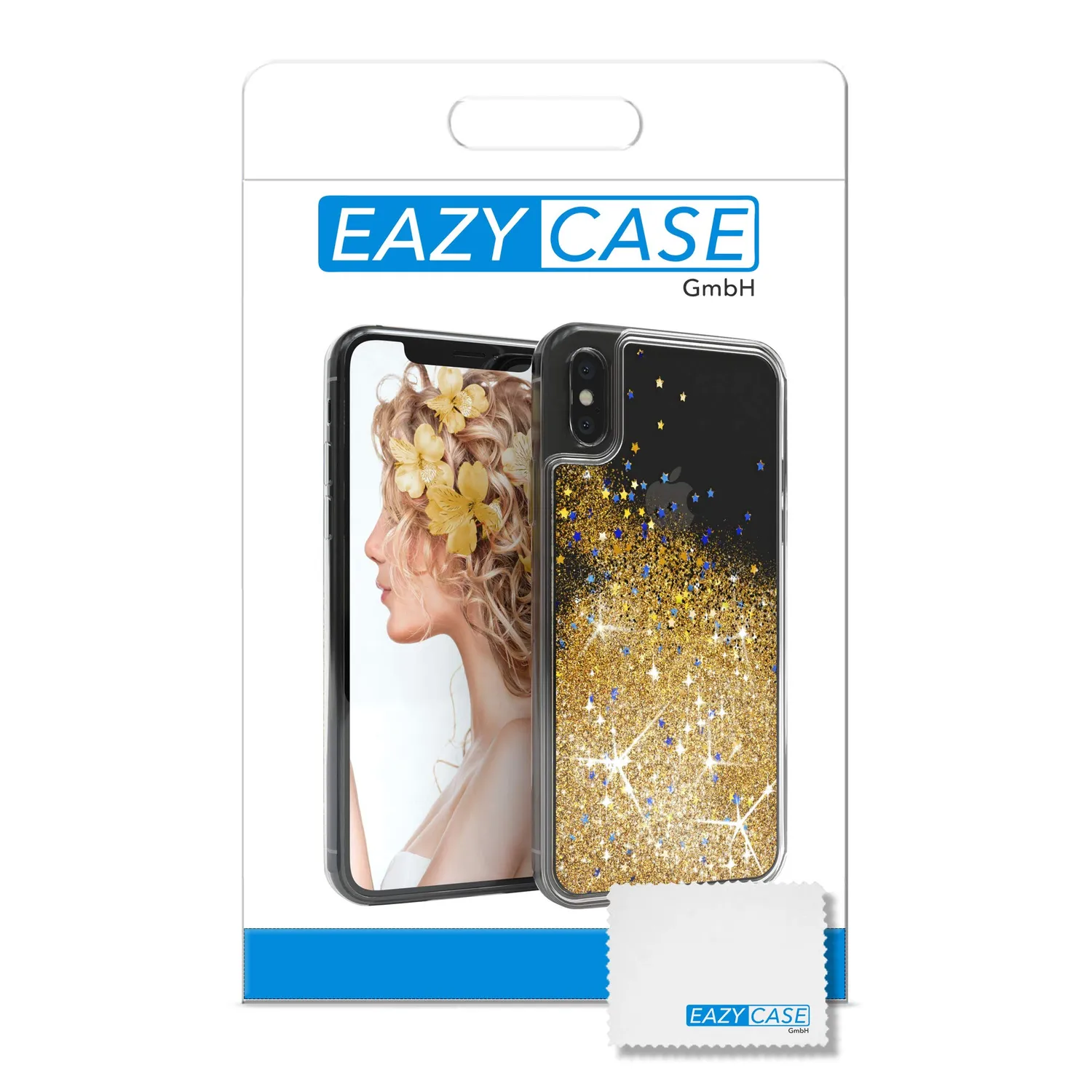 EAZY CASE iPhone X/XS Glitzerhülle Transparent Gold Liquid