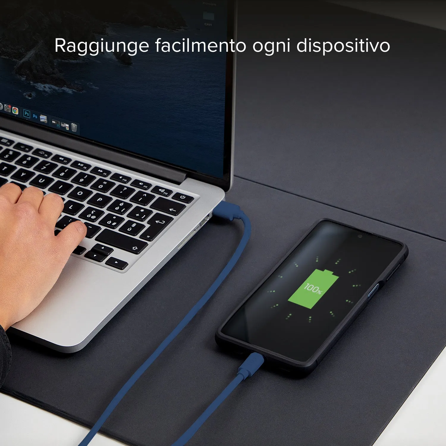 SBS Silikon USB-C Ladekabel 1,5 m blau Datenkabel