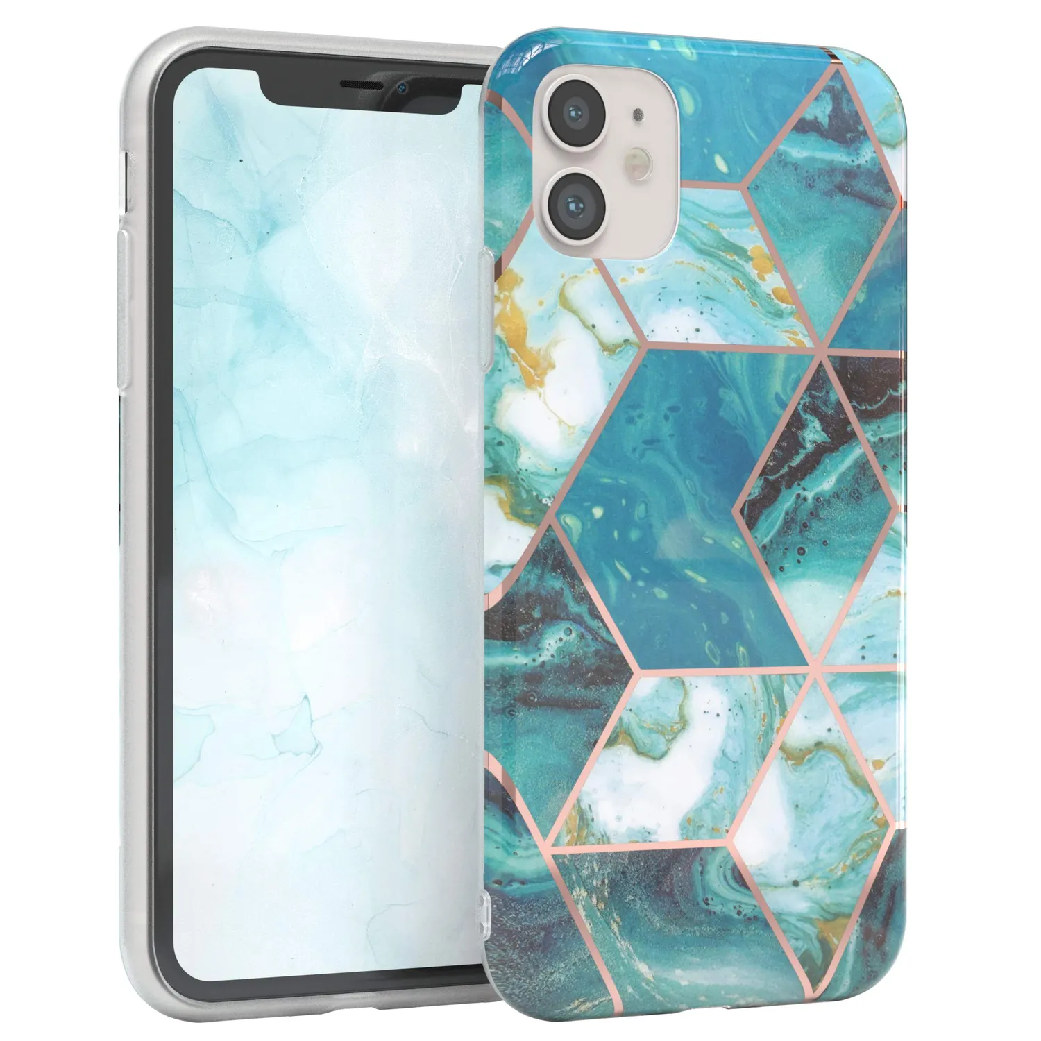 EAZY CASE iPhone 11 Silikonhülle Blumen Rosé-Gold