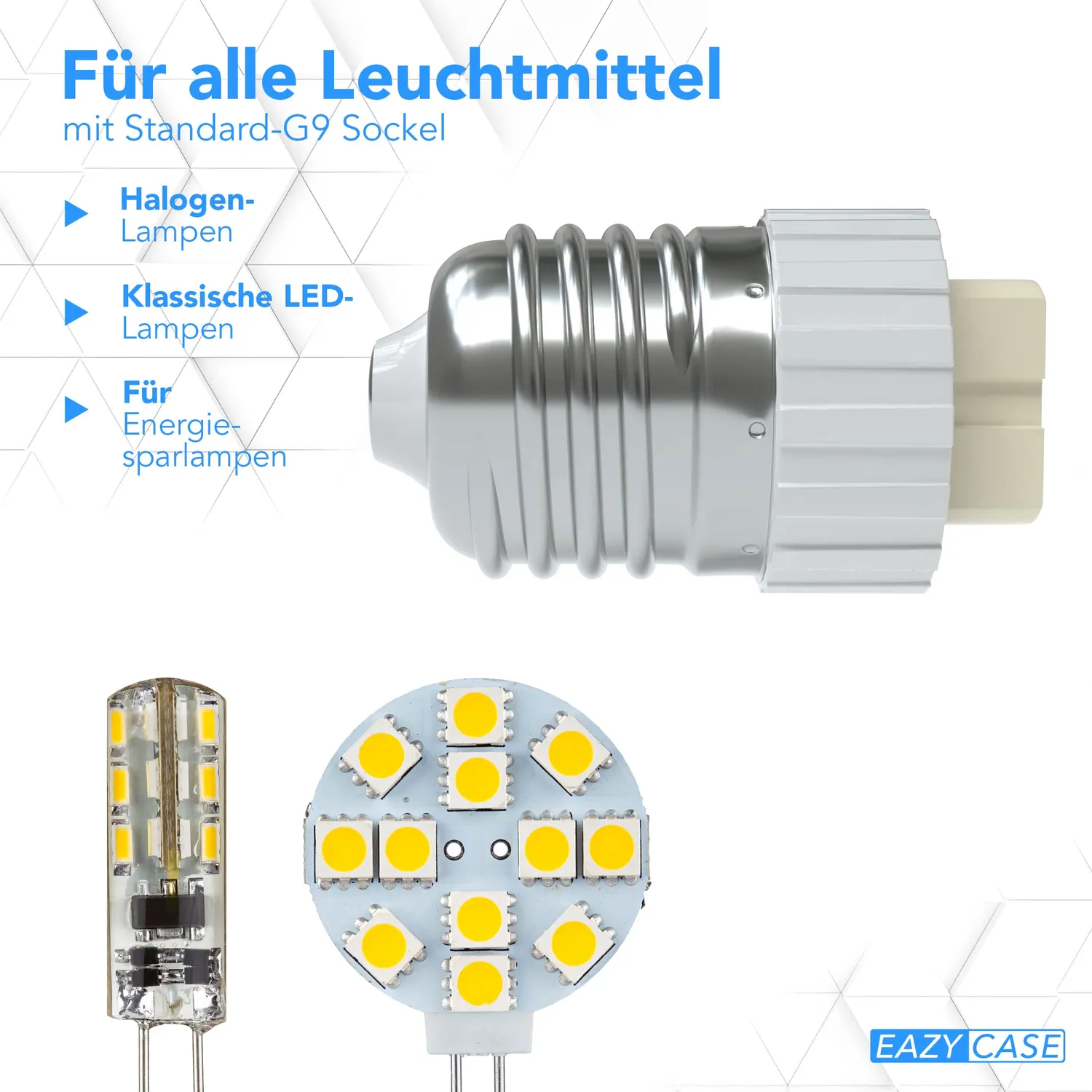 EAZY CASE E27 auf G9 Lampensockel Adapter Weiß 4er