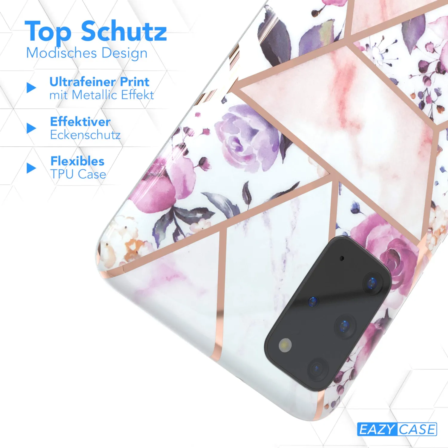EAZY CASE Galaxy S20 Plus Handyhülle Blumen Rosé-Gold ultradünn